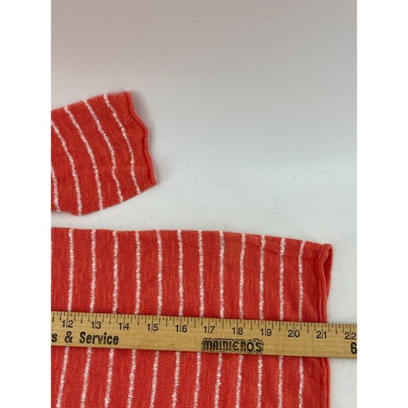 J Jill Women's Orange White Striped Knit Linen Sweater 3/4 Sleeve Size Small - Picture 9 of 10